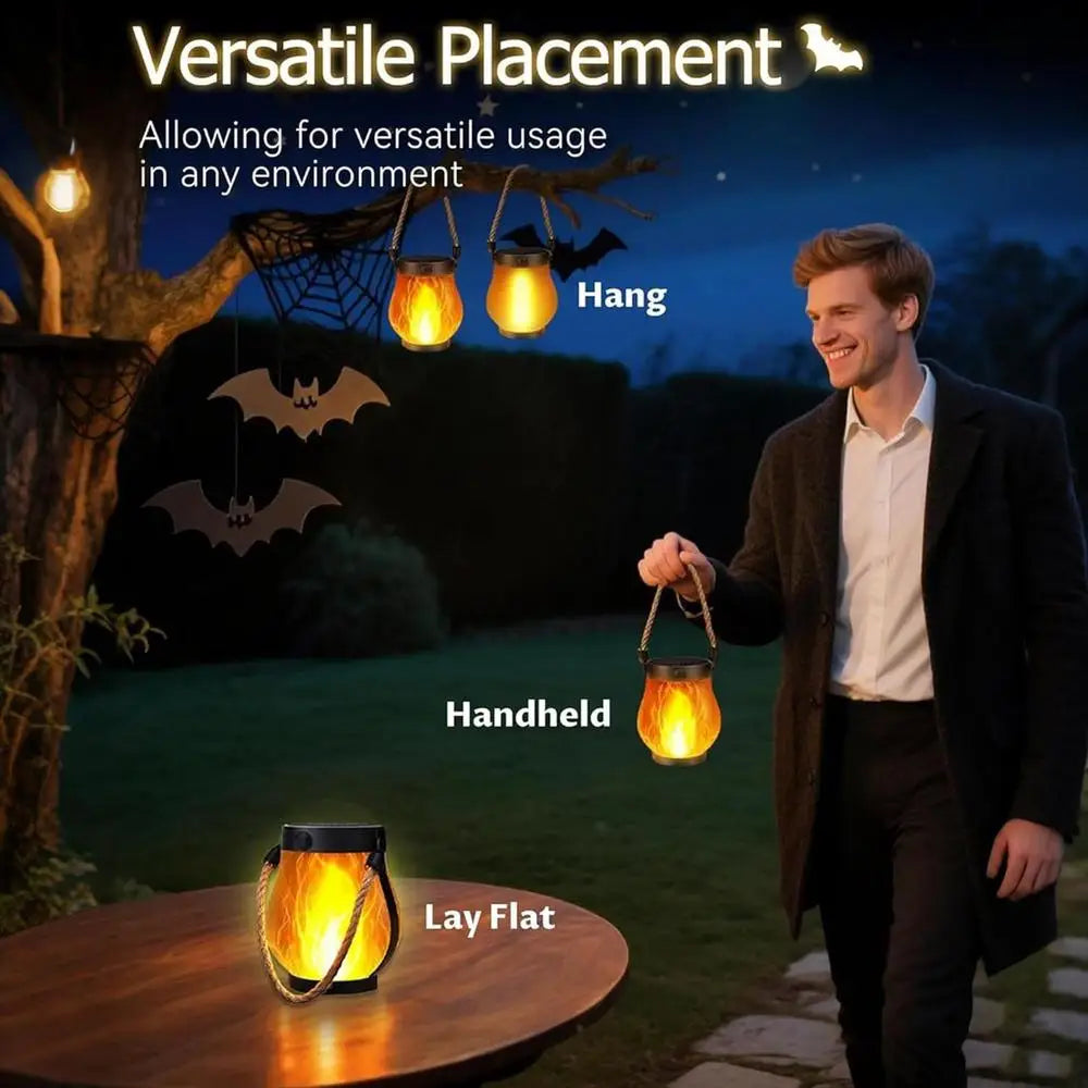 Garden Solar Lanterns Solar Lanterns Outdoor Waterproof Lighting Flickering Flame Design USB Charging Ornament for Tree Branches