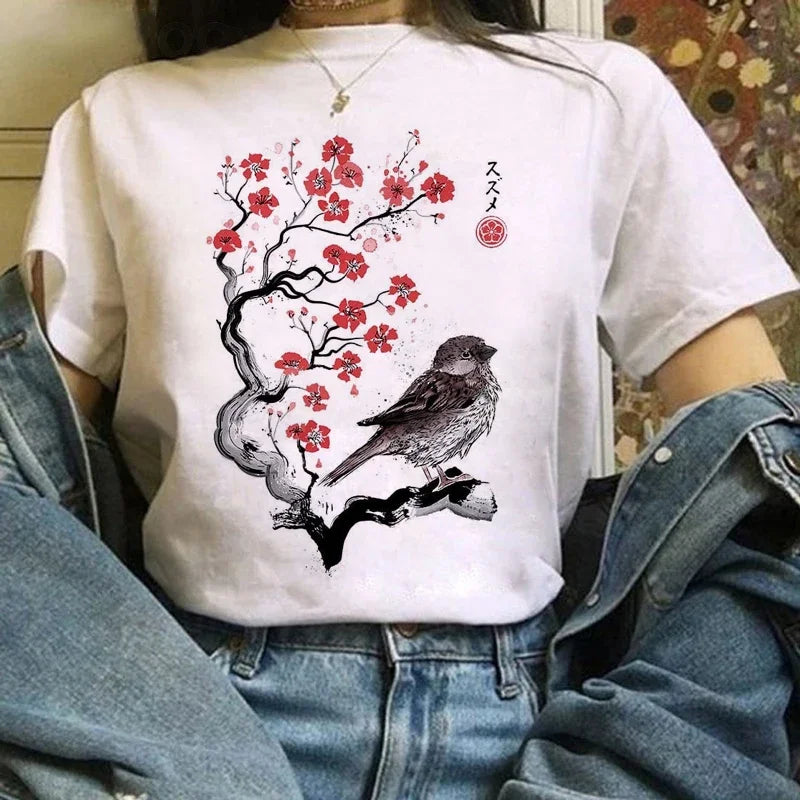 Japanese Anime T Shirts Women T-shirts Harajuku Ullzang T-shirt Cartoon Aesthetic Vintage Shirts for girls 90s Top Tees