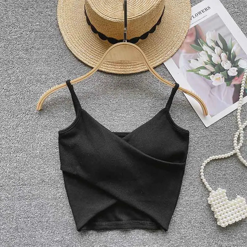 Summer Women's Ribbed Slimming Tank Top Built-in Bra Super Stretch Cross Back Bralette Sexy Layering Camisole Daily Topks
