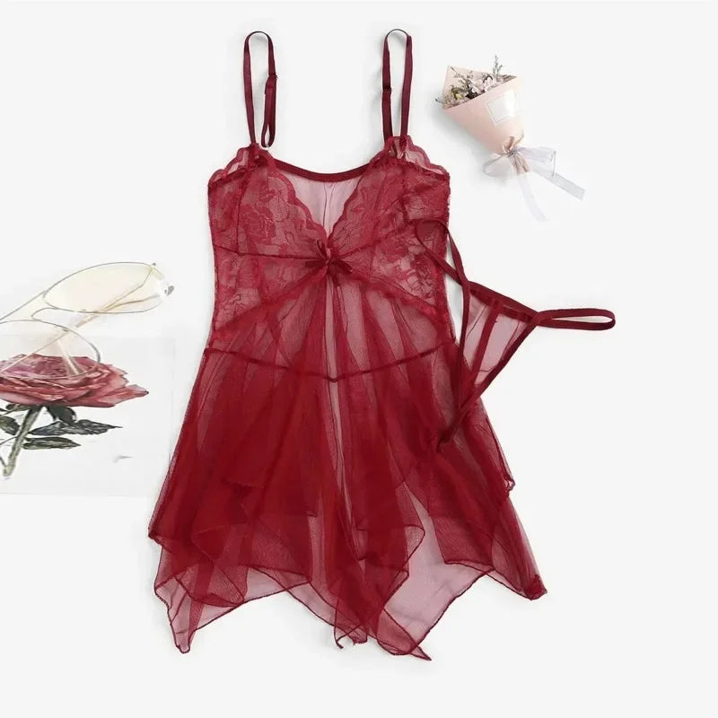 Sexy Lingerie For Fine Women Women'S Lace Fluoroscopy Beauty Tulle Elegant Reverie Sexy Lingerie Fantasy Tulle Intimate Set