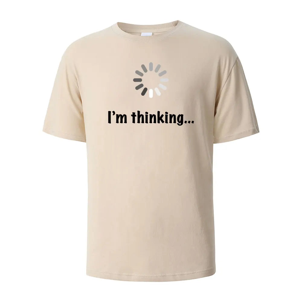 I'm Thinking printed T-shirt for men 100% cotton casual short-sleeved top high-quality summer T-shirt