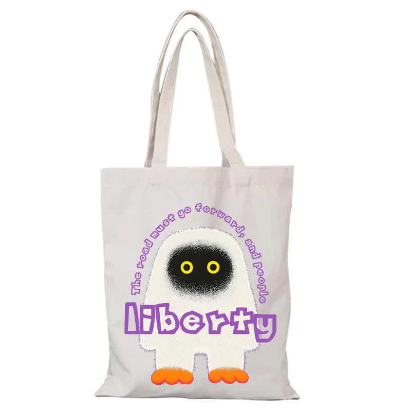 Women's Bag Cartoon Lady Bags New Handbags Man Tote Bag Eco Shopper Shopping Beach Cloth Canvas Handbag Shoulder Foldable the