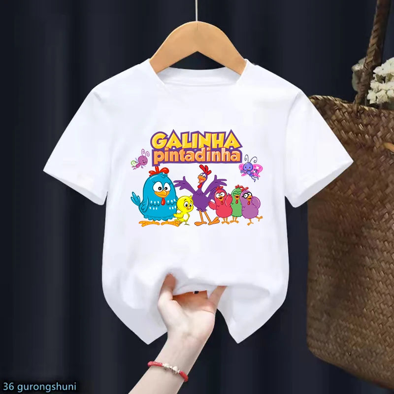 New Kids tshirt Cute Contos CláSsicos Com A Galinha Pintadinha Cartoon tshirt Summer Boys t-shirts Fashion Kawaii Girls t shirts