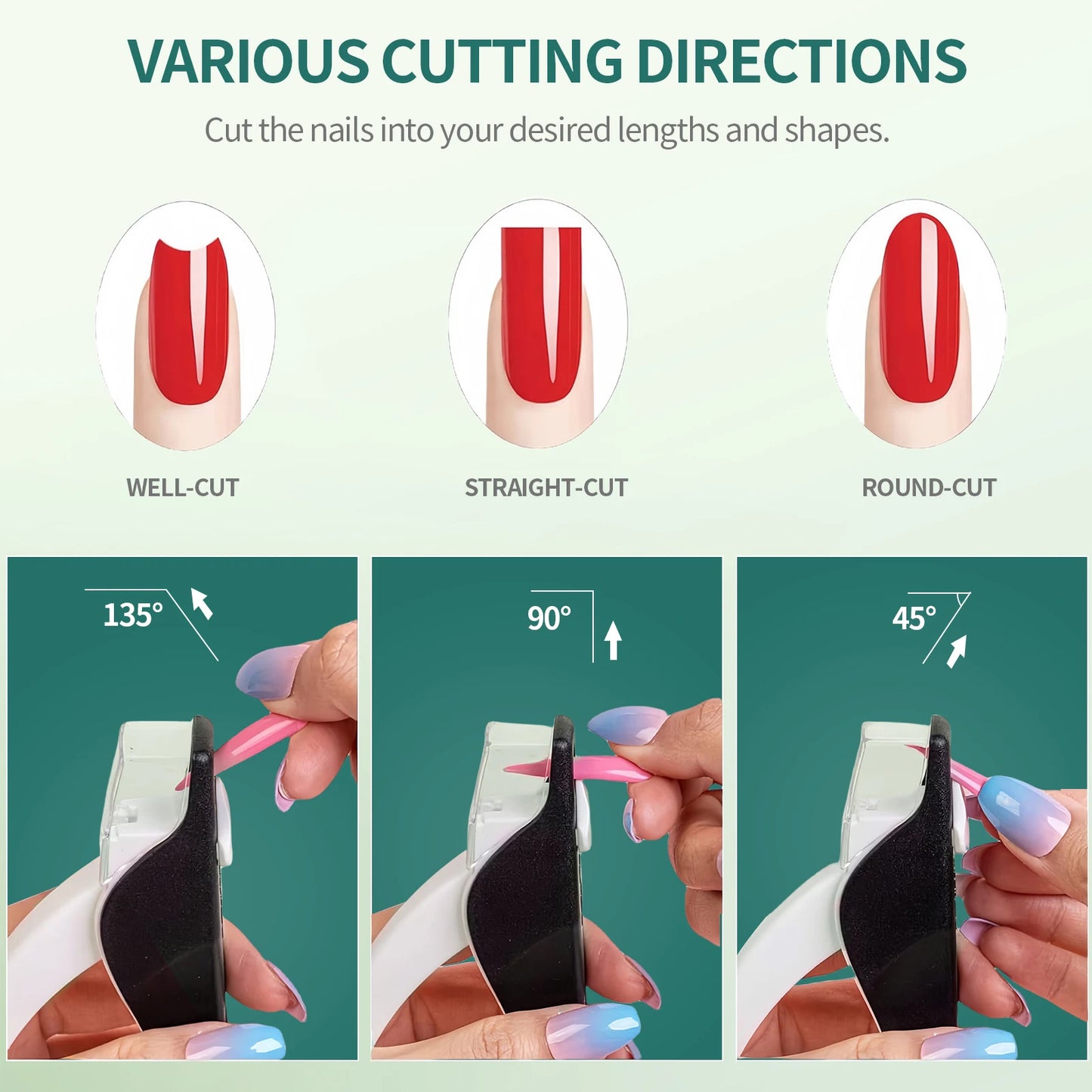 Nailpop Nail Clipper U Shaped Acrylic Fake Nail Scissors Nail Tip Edge Cutter Trimmer Manicure with Sizer Precise Cutting Tools