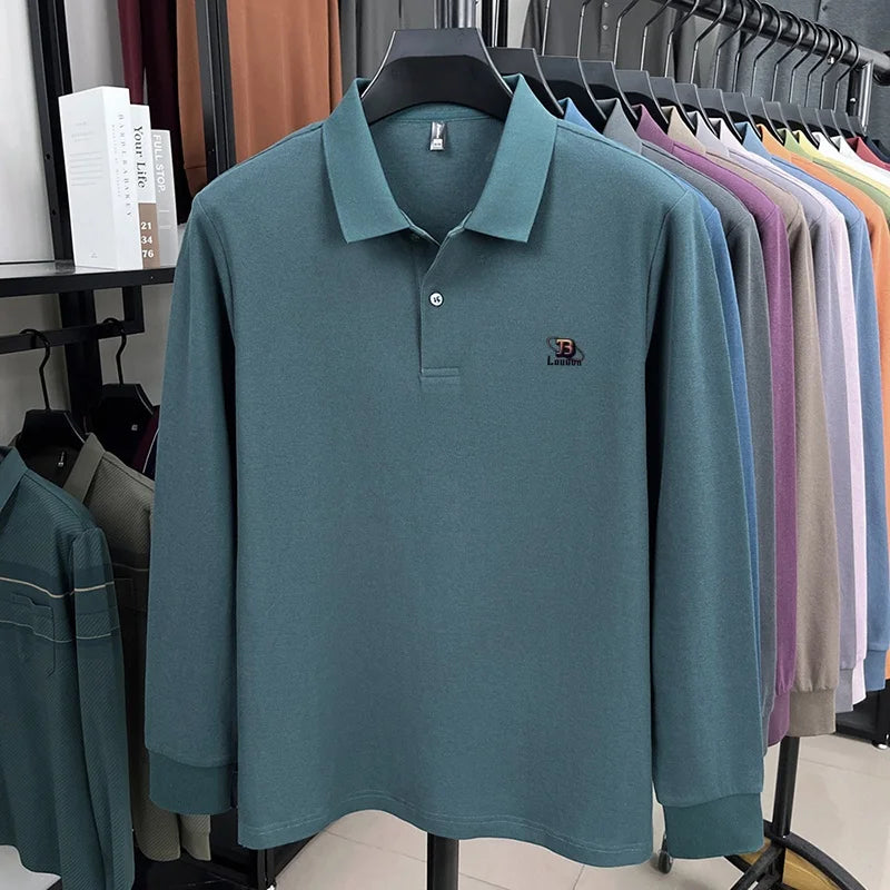 100% pure cotton 2025 Spring and Autumn new high-quality men business casual POLO shirt exquisite brand embroidered T-shirt top