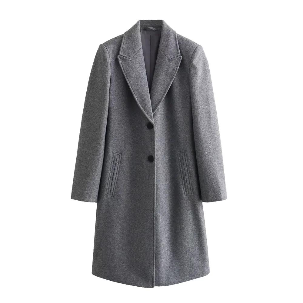 2024 British style two button mid length suit collar woolen coat available in plus size for autumn and winter women's wear