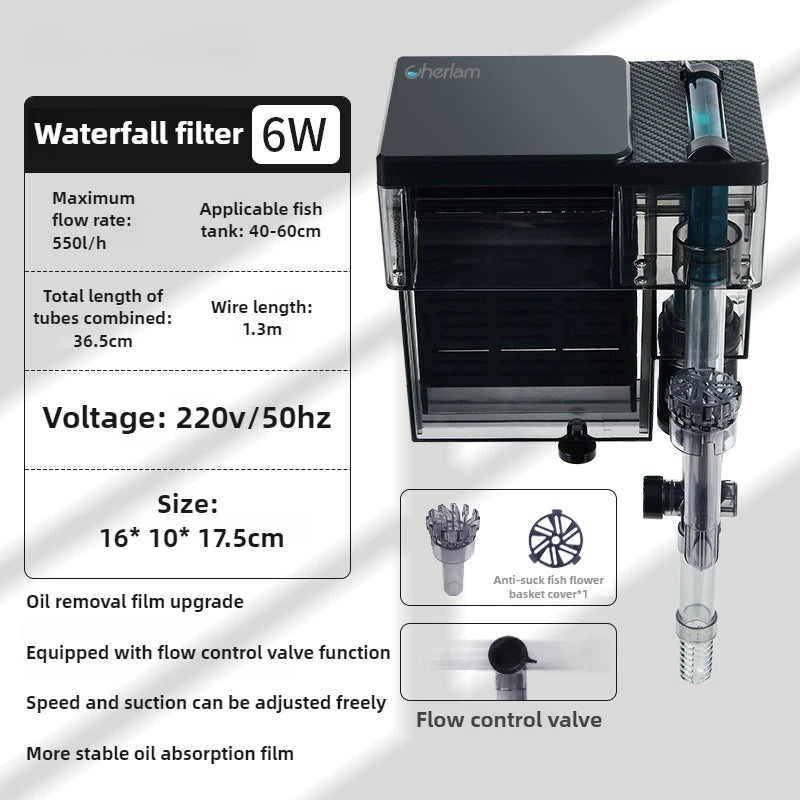 Fishbowl Filter Aquarium Circulating Filters Water Pump Fish Tanks Wall-mounted Waterfall Filters Small Household Filter System