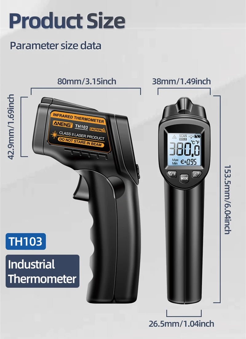 Infrared Thermometer Laser Temperature Gun -20℃~380℃ -4℉~716℉ Digital Ir Thermometer Temp Gun Heat Gun For Barbecue Cooking