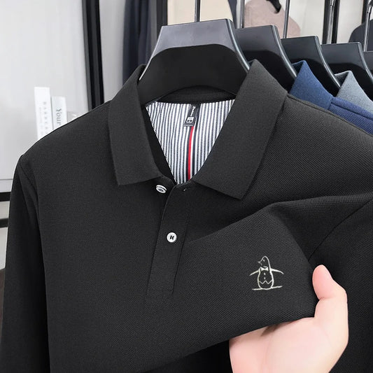 100% pure cotton high-end brand men's long sleeved polo shirt autumn fashion new luxurious original embroidery top golf T-shirt