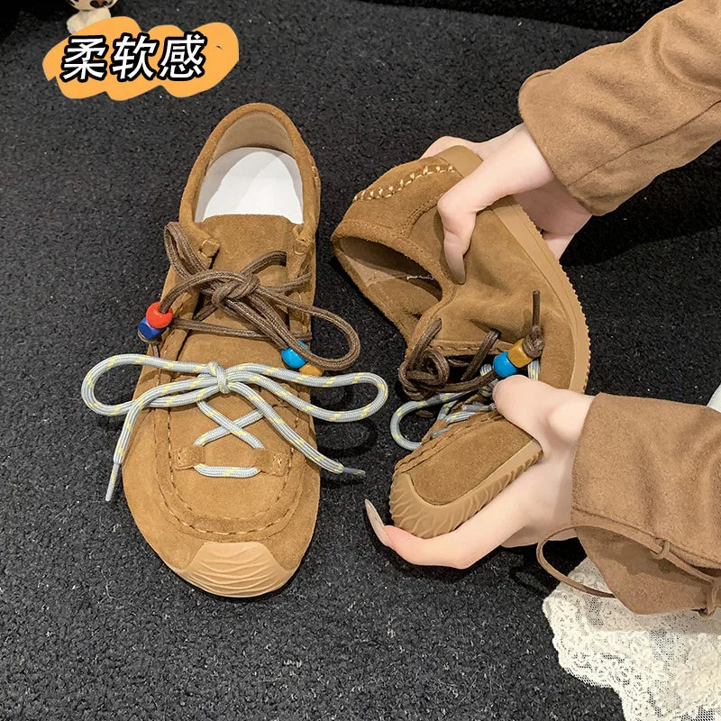 #1 2025 Trending: Women's Suede Flats | Chic & Comfy Training Sneakers | Vintage Versatile Spring/Autumn Shoes