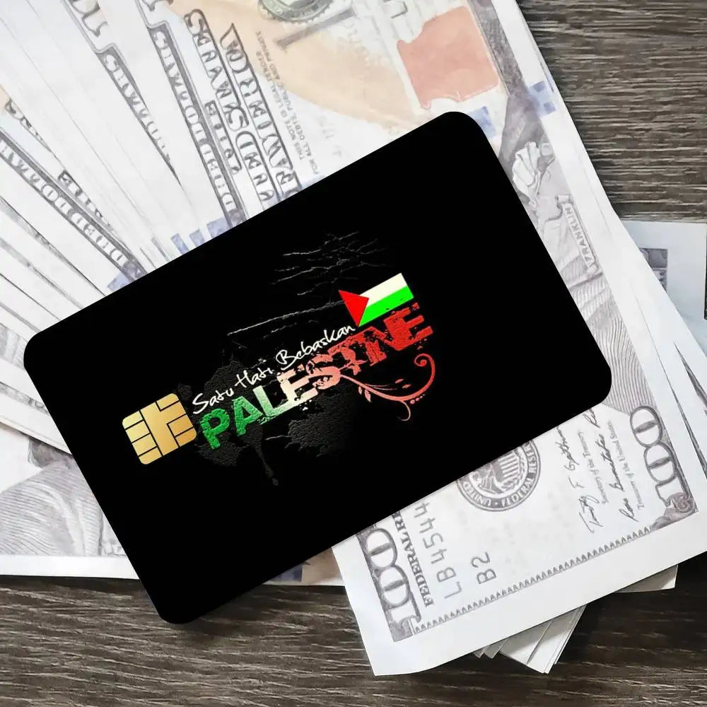 Palestine Flag Poster Credit Skin Cover Card Stickers 4PCS Film Bus Pass Front Decoration Bank Debit Waterproof