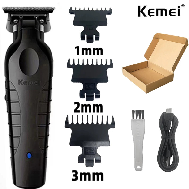 Kemei 2299 Barber Cordless Hair Trimmer 0mm Zero Gapped Carving Clipper Professional Electric Finish Cutting Machine