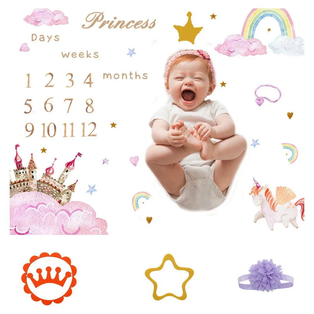 Baby Photography Mats Background Cloth Growth Commemorative Blanket Baby Milestone Flannel Blanket Newborn Photography Blanket