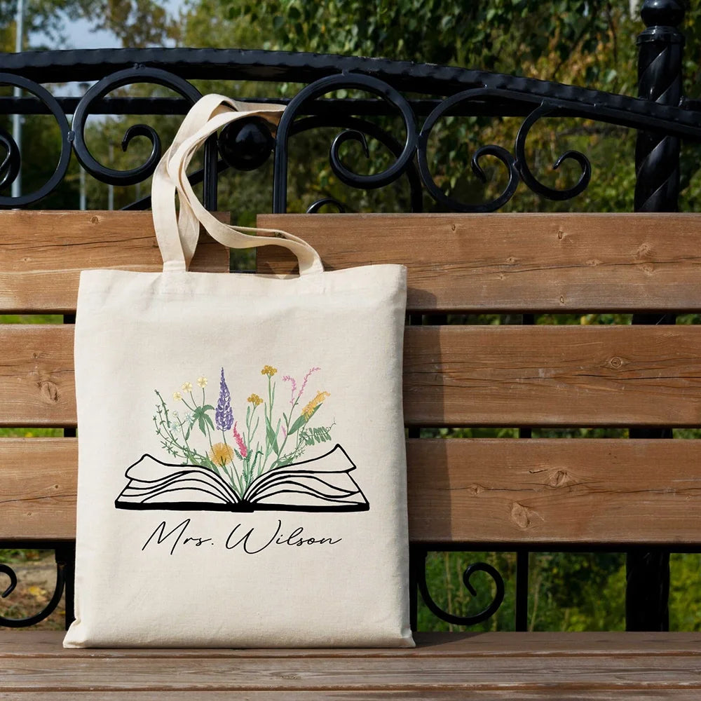 Personalized Teacher Canvas Tote Bag Custom Gift for Students Back To School Supplies Decoration Supplies School canvas bags