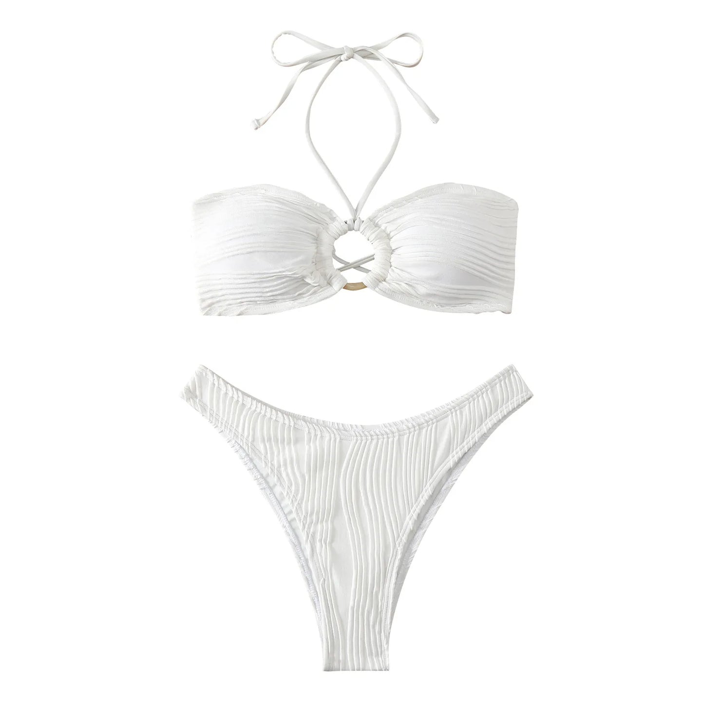 White Swimsuit Women Bathing Suit Bandeau Bikini 2024 Mujer Biquinis Feminino Swimwear Thong Bikini Set Beachwear Sexy Bikinis