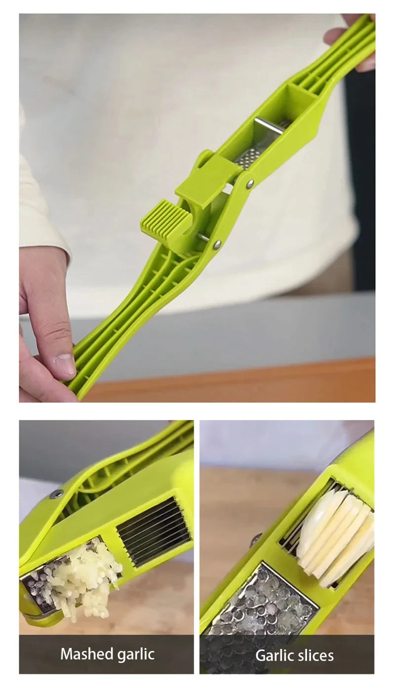 2-in-1 Multifunctional Garlic Press For Pressing Mash Garlic And Sliced Garlic Vegetable Squeezer For Home Cooking Masher Tool