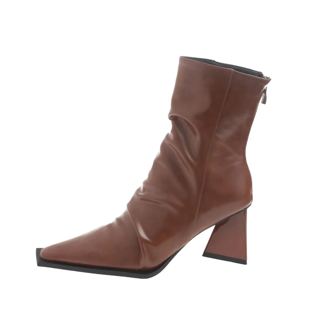 Horse Boots Female Ins Pointed Pink Skinny Boots 2023 Winter New Patent Leather Thick with Fashion High Heel Short Boots