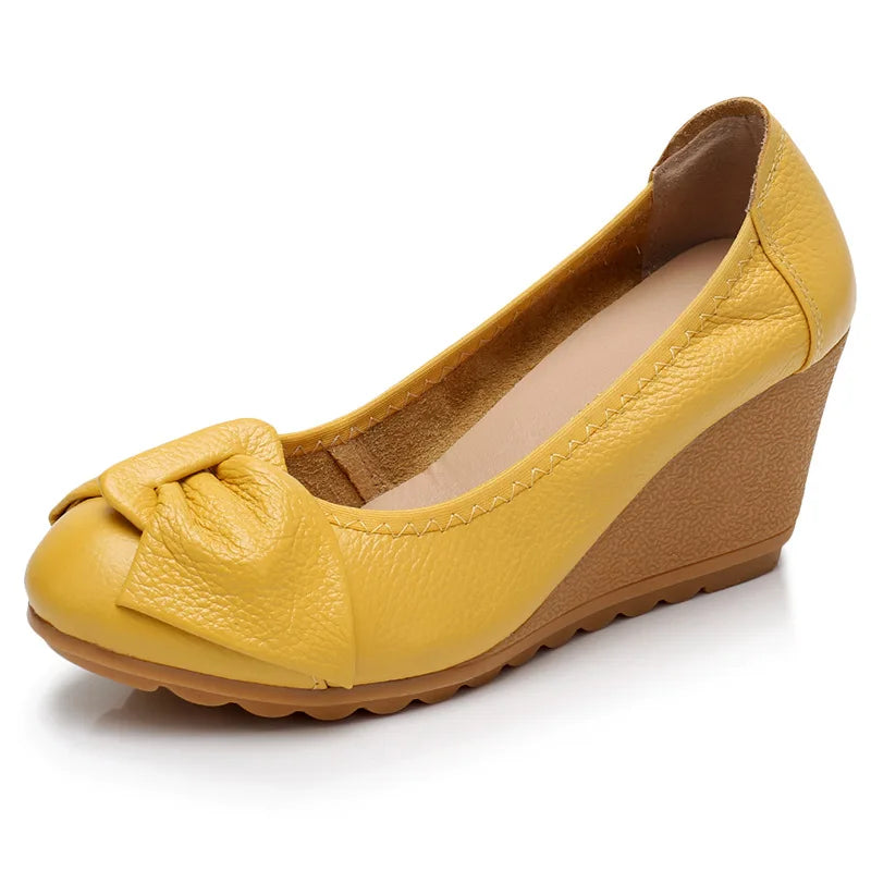 Women's Shoes New Fashion Genuine Leather High Heels Women Wedge Shoes Elegant Casual Woman Shoes Ladies Wedges Female Footwear