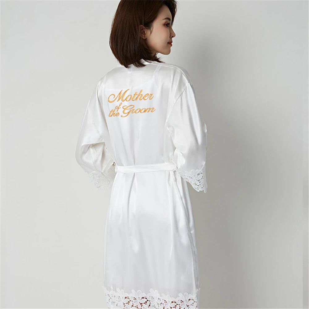 Wedding Embroidery Bride Bridesmaid Kimono Dresses Lace Gown Sexy Women Robes Home Gown Bathrobe Short Night Shirts Sleepwear1PC
