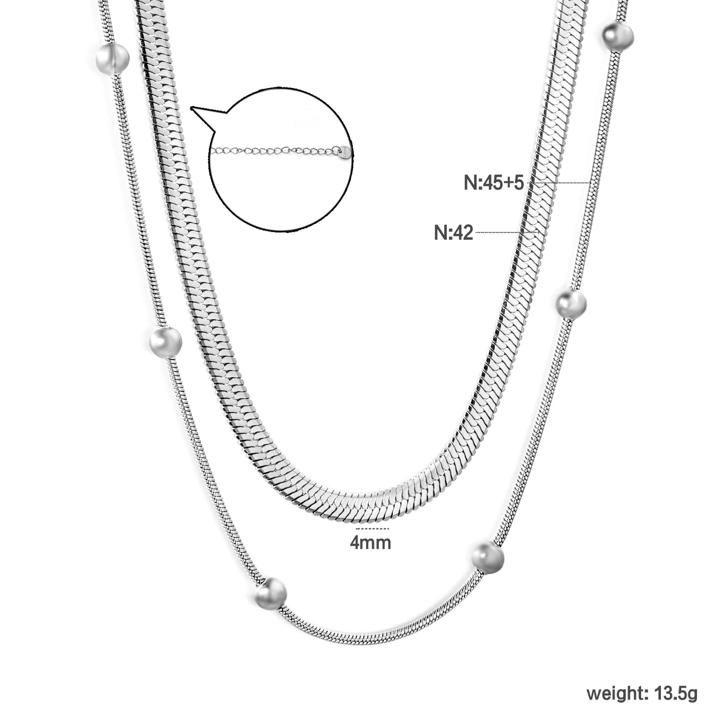 Fashion Trend Collarbone Necklace Double-Layer Chain Jewelry Stainless Steel Gold-Plated Elegant Waterproof Accessory for Women