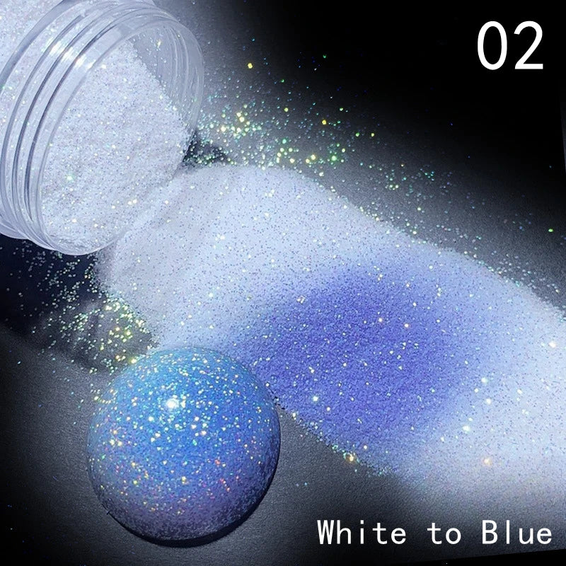 10g/box UV Sensitive Color Temperature Changing Powder DIY Handmade Nail Art Glitter Powder UV Light-changing Cosmetic Pigments