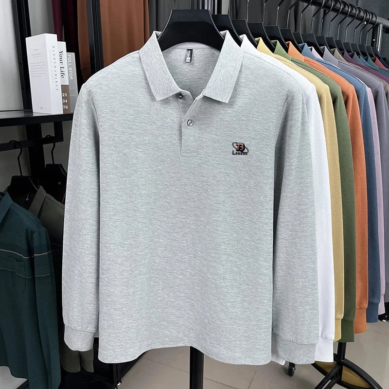 100% pure cotton 2025 Spring and Autumn new high-quality men business casual POLO shirt exquisite brand embroidered T-shirt top