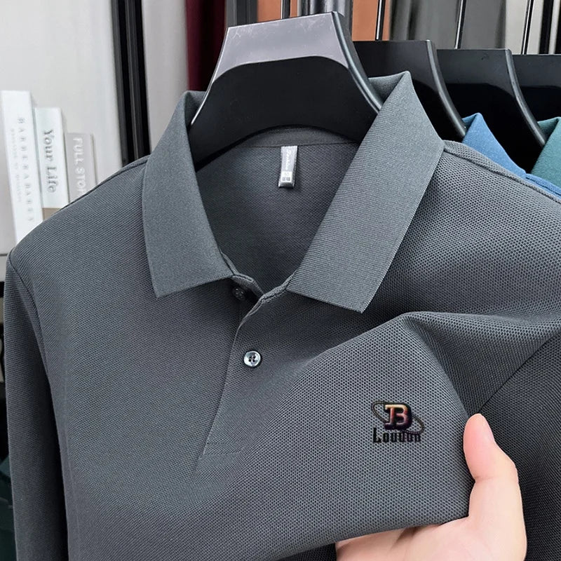 100% pure cotton 2025 Spring and Autumn new high-quality men business casual POLO shirt exquisite brand embroidered T-shirt top