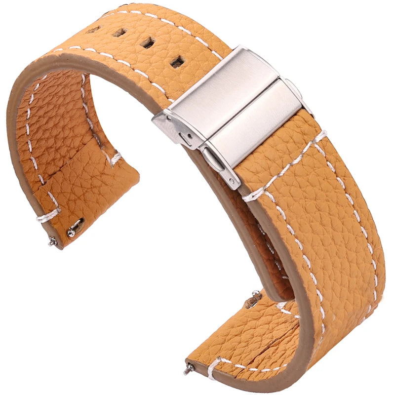 Genuin Leather Watchband For Huawei Samsung Watch Strap 18mm 24mm 22mm Women Men Black Brown Soft Cowhide Bracelet