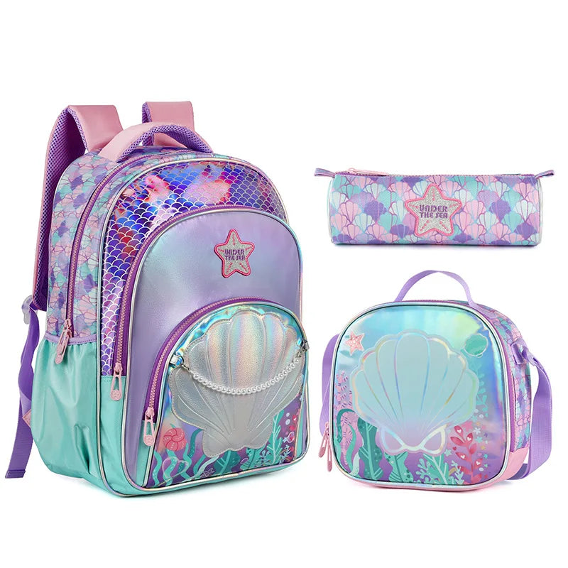 Kids School Backpacks for Girls School Bag Set with Lunch Bag Pencil case Elementary Students Backpack Cute Book Bag