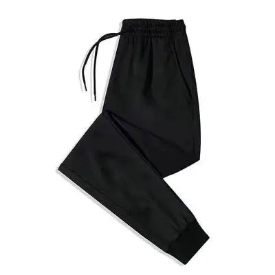 Ice Silk Men's Casual Fashionable Bamboo Leaf Print Sports Pants Loose Fit Long Trousers Youth Summer Active Wear