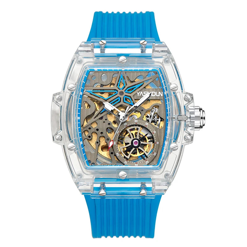 Automatic Mechanical Watch for Man Business Watch Double Side Hollows Skeleton Tourbillon Transparent Mechanical Men's Watch
