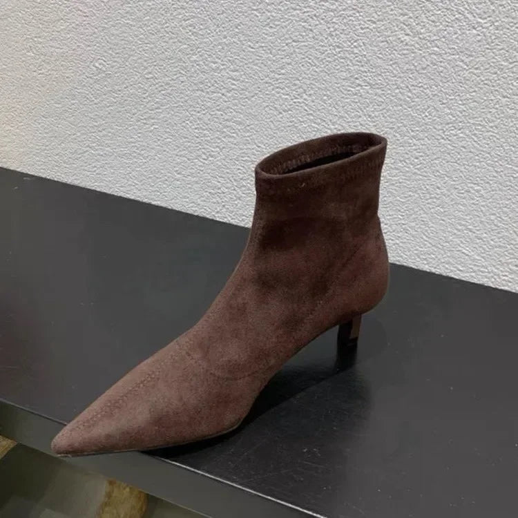 Shoes for Women 2026 High Quality Elegant Ankle Women's Boots Fashion Back Zipper Solid Office and Career Sexy Pointed Toe Boots