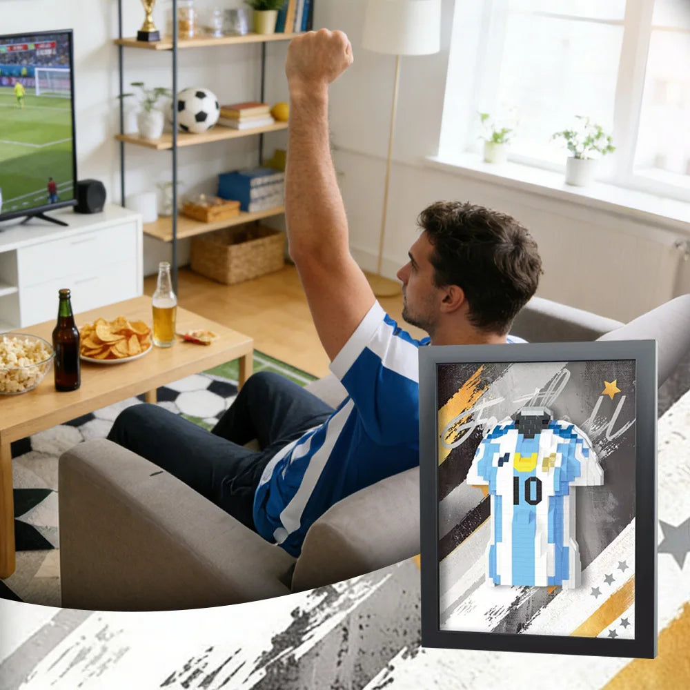 Football player jersey building blocks, DIY handmade Creative gift set, Home Decoration Gift For Kid