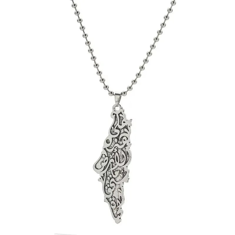 Palestine Country Map Flag Pendant Necklace for Men Women Stainless Steel Necklaces Jewelry Gifts