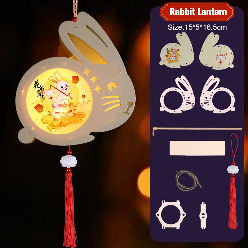 1 Set Mid Autumn Festival Lantern Making DIY Material Portable Retro Chinese Palace Lanterns Moon Festival Lamp Party Decor