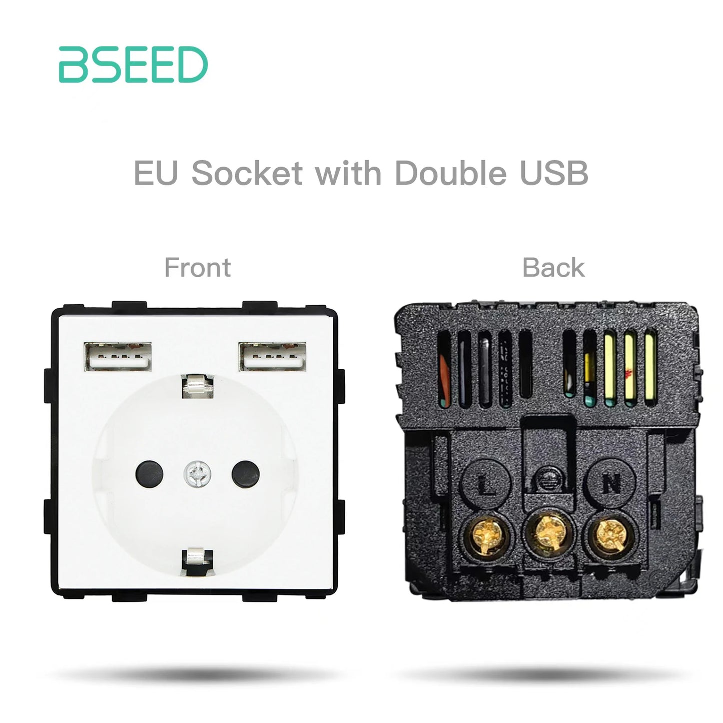 BSEED Glass Frame Panel Single Double Frames Wall Socket Part Triple Four Frames DIY Part with Metal Frames USB TYPE-C Socket