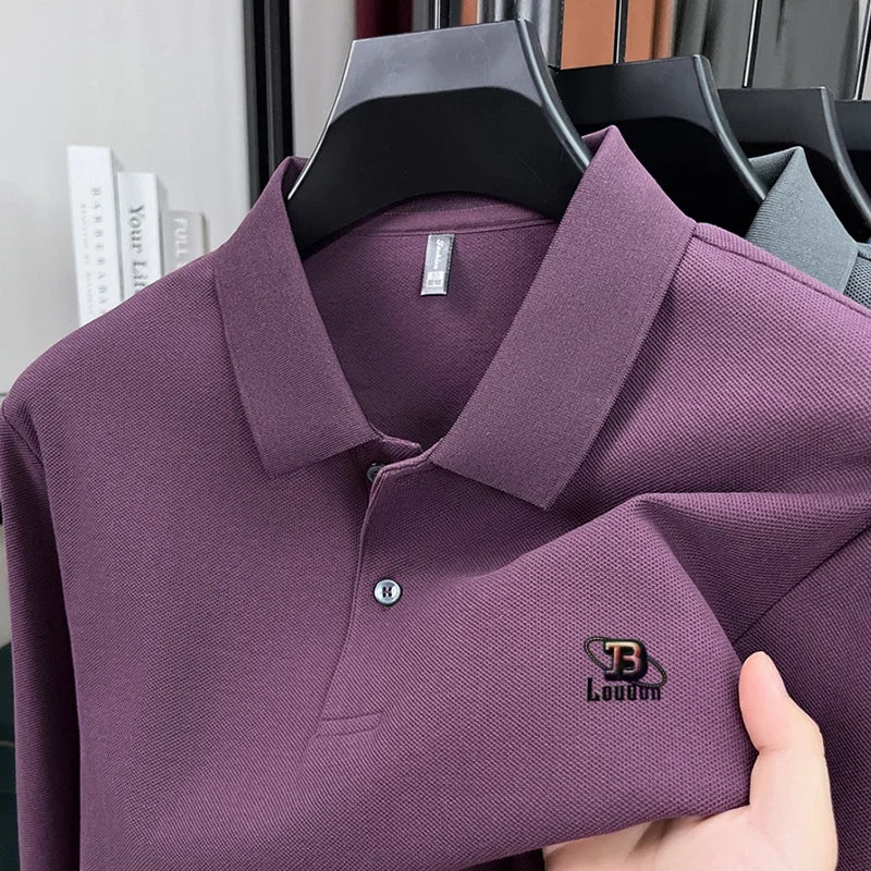 100% pure cotton 2025 Spring and Autumn new high-quality men business casual POLO shirt exquisite brand embroidered T-shirt top