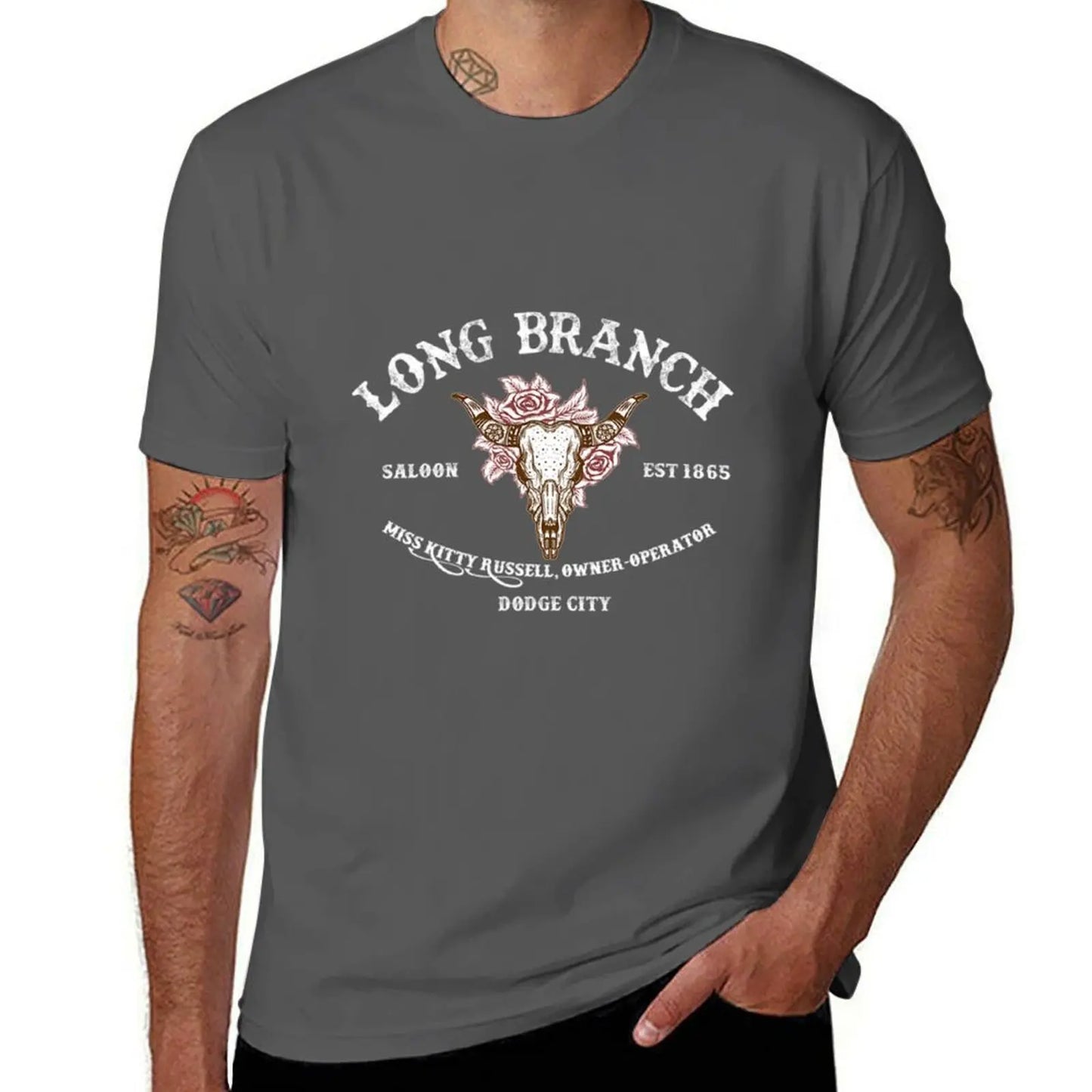 Long cotton shirts summer shirts man t T-Shirt Gunsmoke t T-Shirt Branch men 100% Saloon casual t for man shirt