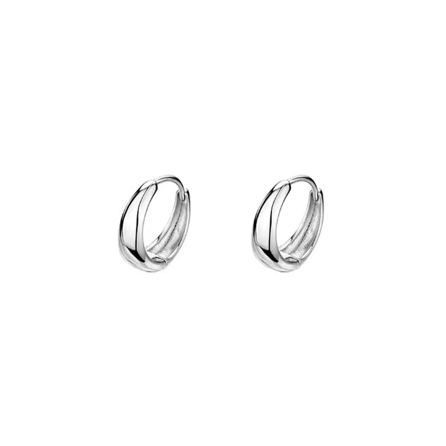 925 sterling silver plain ring earrings, light luxury and high-end earring, elegant and simple earring for women