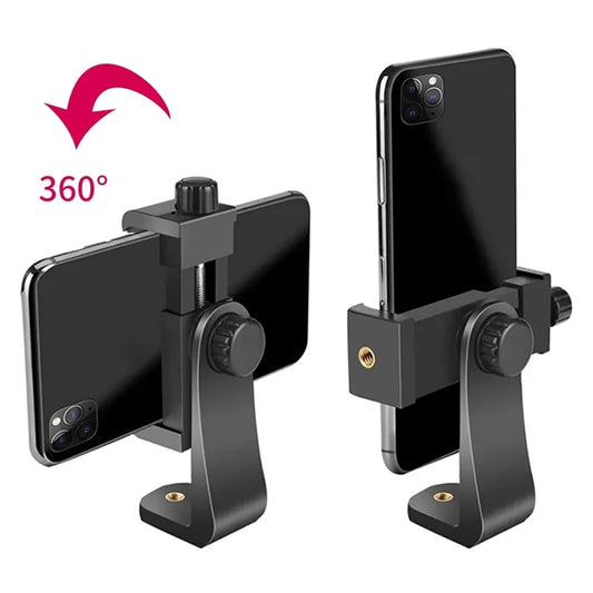 1/4 Universal Tripod Mount Adapter Adjustable Cell Phone Tripod Holder Clip Vertical 360 Rotation Tripod Accessories for iPhone