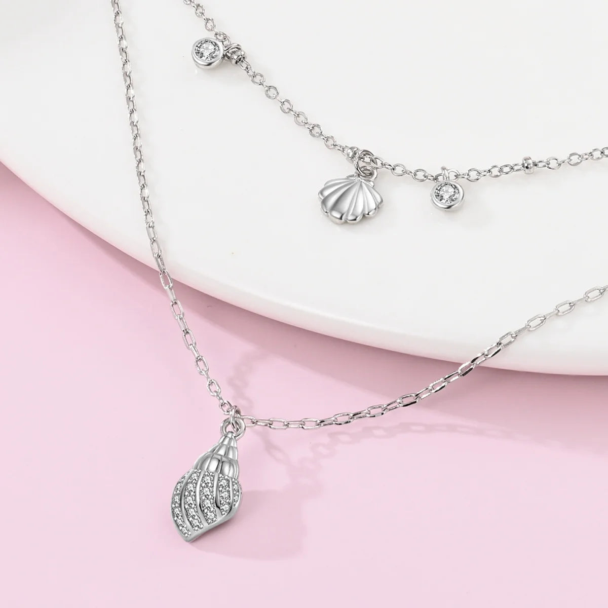 Necklace 925 Sterling Silver Shell Classic Simple Adjustable Women Girls Fashion Jewelry Gift