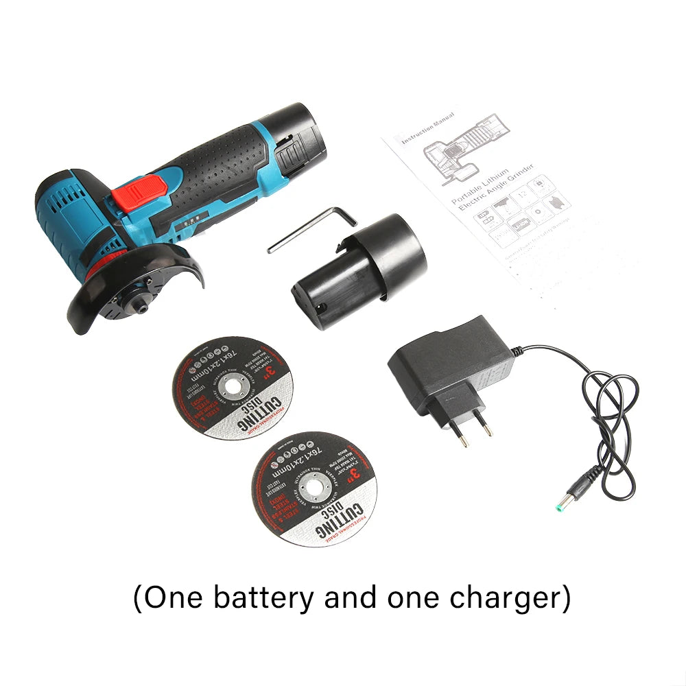 Cordless Electric Grinder 19500rpm Handheld Polishing Grinding Machine Diamond Cutting Power Tool 12V Battery Rechargeable