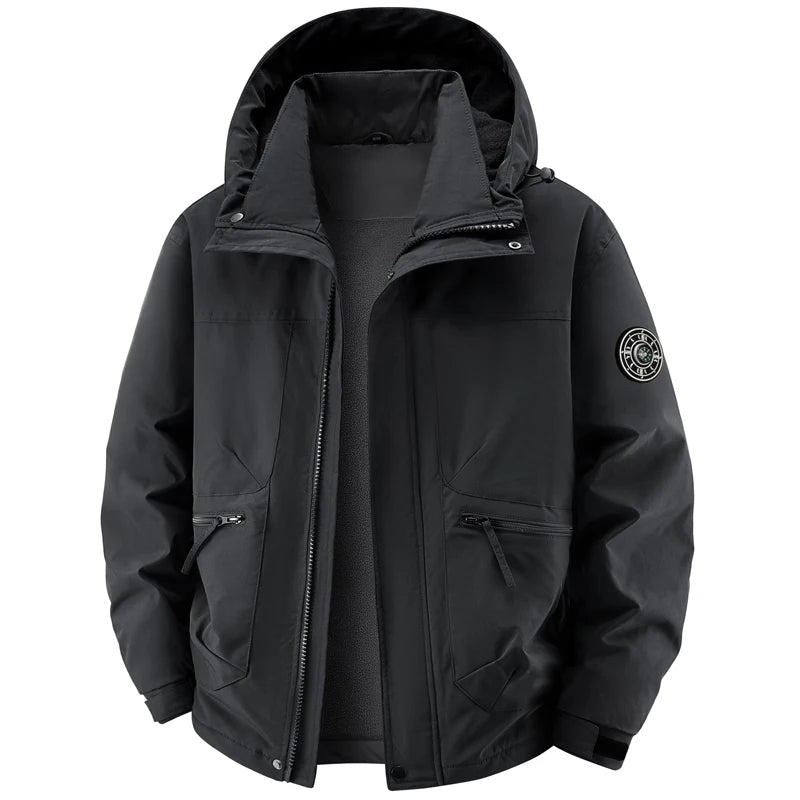 Winter Jacket Men Outwear Fleece Liner Warm Hooded Men multi-pocket Cargo Jacket Men Windproof Casual Hiking Coat Male Clothing