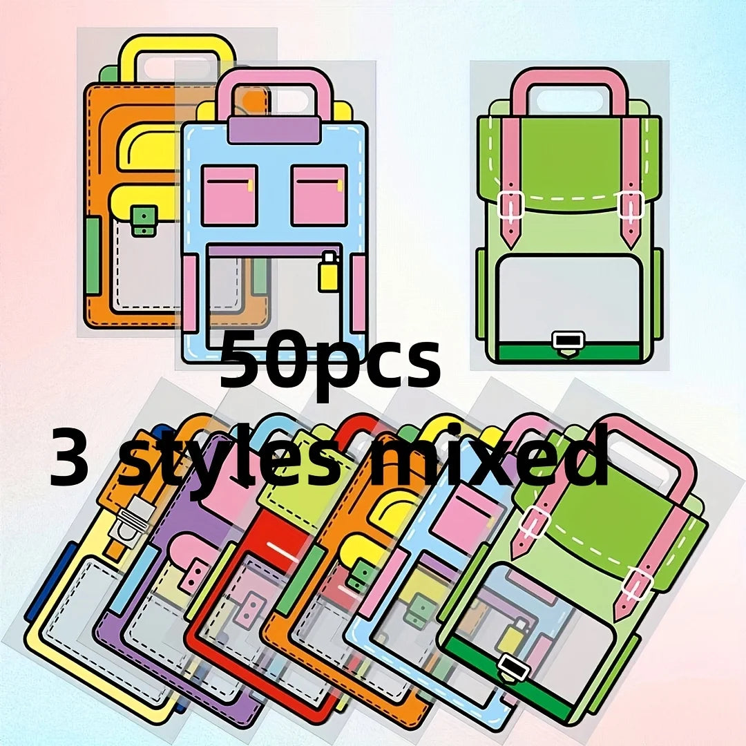 30Pcs/50Pcs Party Gift Bags, School Bag Patterned Bags, 3 Mixed Designs, Gift Packaging Bags for Birthdays, Festivals, Graduation Parties, Back-To-School Events, Learning Gifts, Encouragement Gifts, Decorative Tote Bags, Home