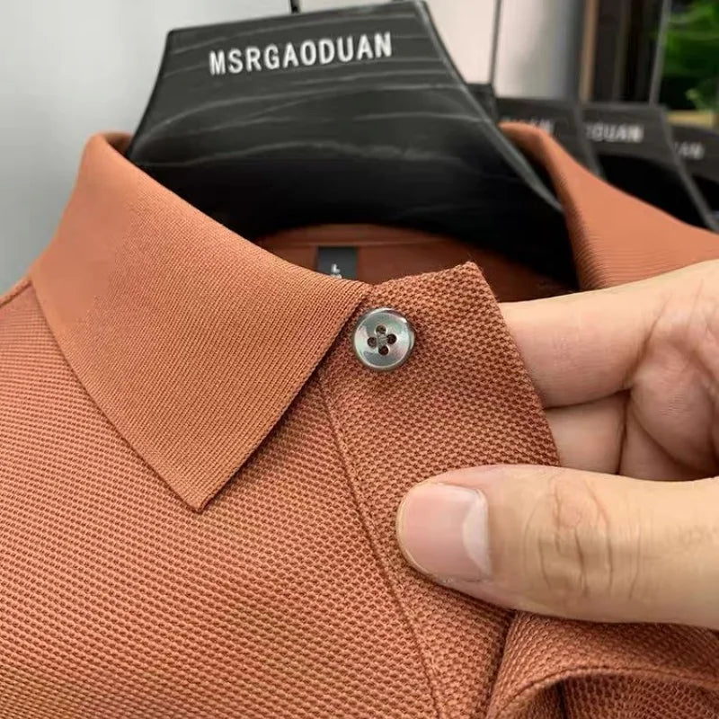 100% pure cotton comfortable breathable men's shortsleeved summer high-end brand embroidered polo shirt business casual T-shirt