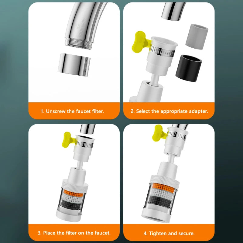 360° Rotation Water Faucet Filter Household Cartridge Carbon Filter Mini Kitchen Tap Water Clean Purifier Filter Filtration