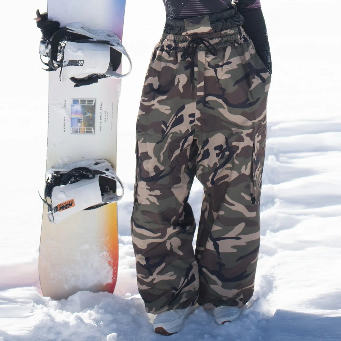 Ski pants for men and women windproof waterproof warm thick camouflage and velvet snow pants snowboard ski pants