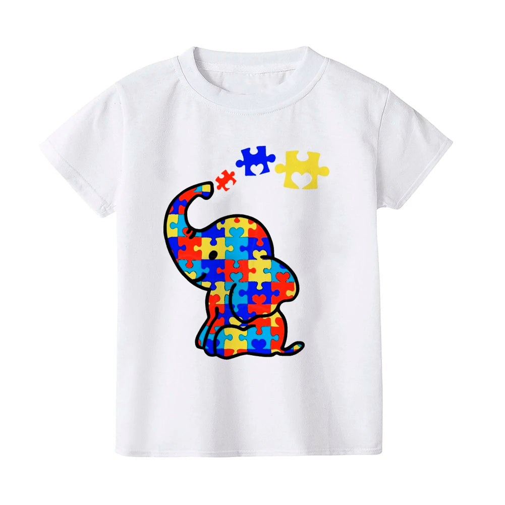 Autism Awareness Kids Tshirt Toddler T-shirt Boy Girl Clothes Autism Heart Chilld Shirt Care for Autistic Patients Children Tee