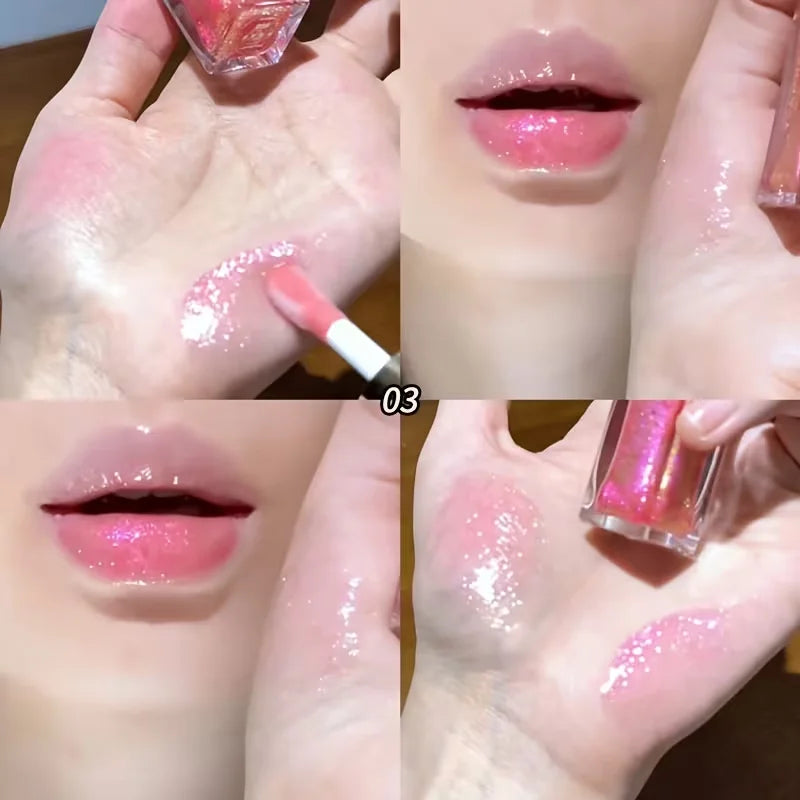 Shiny Glitter Lip Gloss Mirror Water Light Lip Glaze Long Lasting Moisturizing Lipstick Pearl Shimmer Lip Oil For All Skin Types