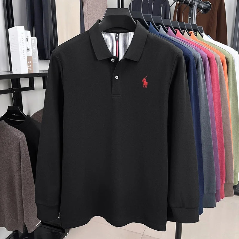 100% pure cotton 2025 Spring and Autumn new high-quality mens business casual polo shirt exquisite brand embroidered T-shirt top